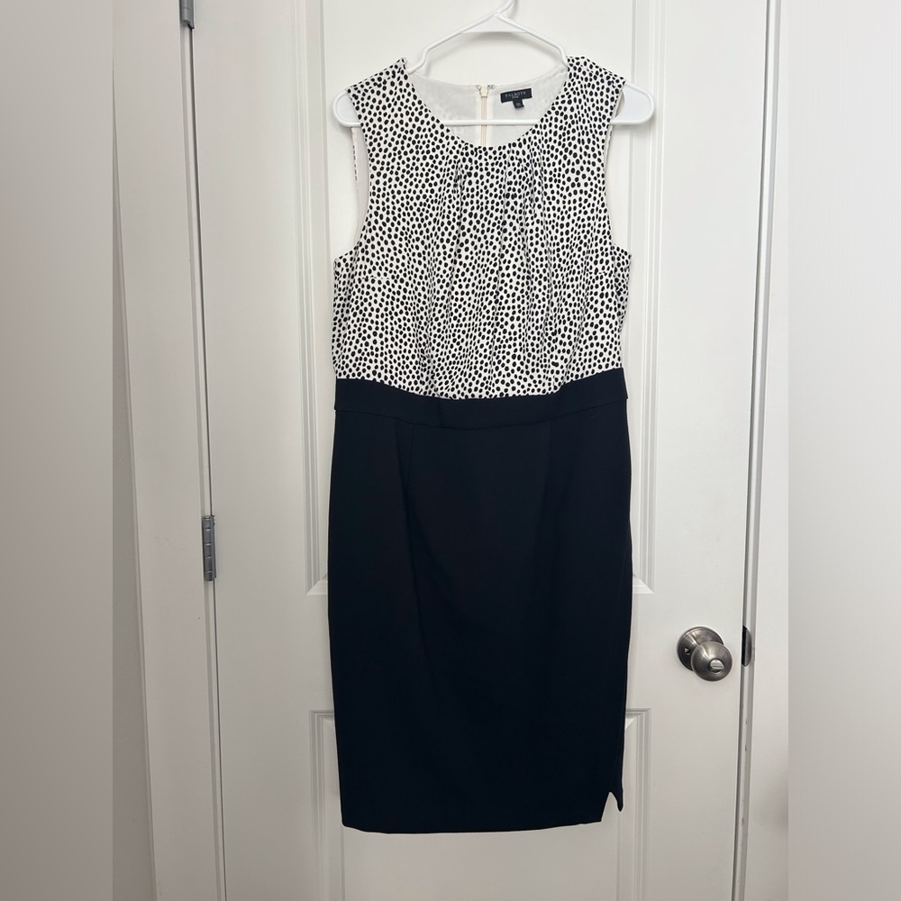 Talbots Black and White Sleeveless Midi Dress